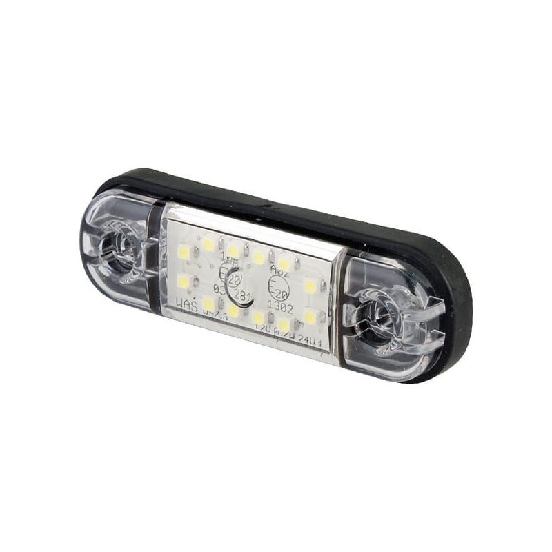 Lampa obrysowa LED, prostokątna, 12/24V biała, przykręcana 12 LED Waś