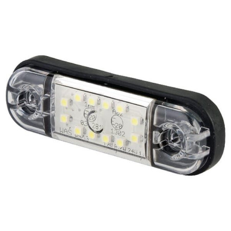 Lampa obrysowa LED, prostokątna, 12/24V biała, przykręcana 12 LED Waś