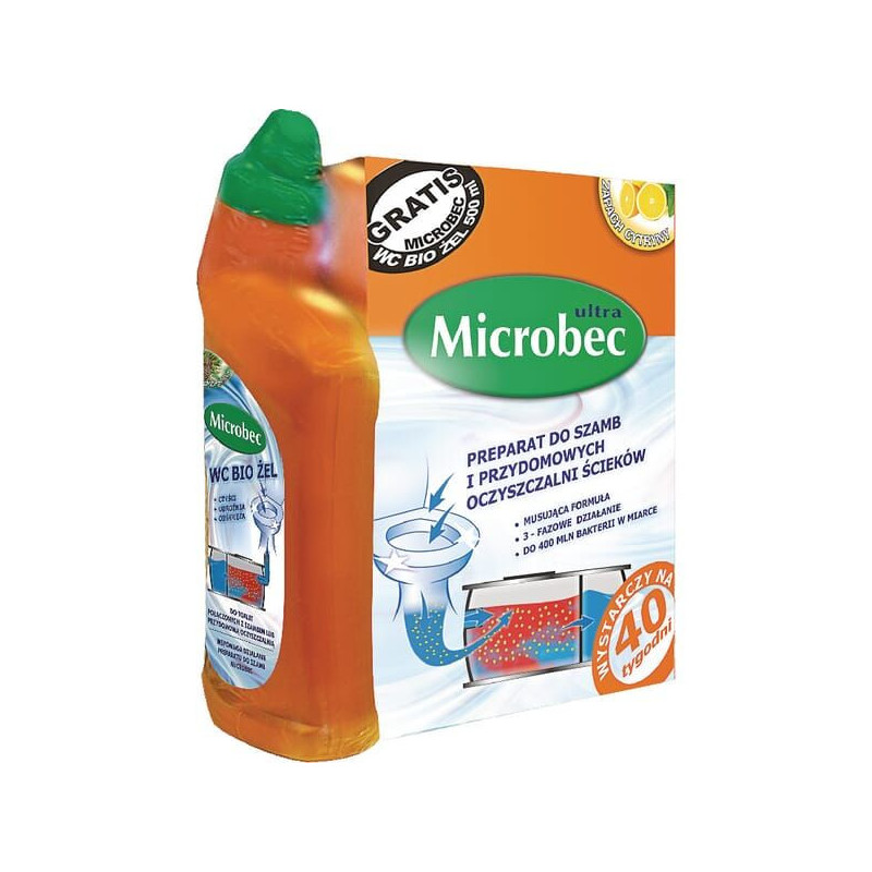 Microbec Ultra preparat do szamb i oczyszczalni ścieków 1kg + Microbec WC Bio Żel 500 ml