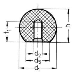 Gałka kulista czarna Kramp, M6 x 25 mm