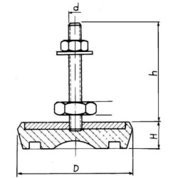 Łącznik gumowy Baja, 127 x 33, M16, 500-900 kg