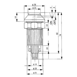 Przełącznik przyciskowy, lamp przednich, okrągły, żółty