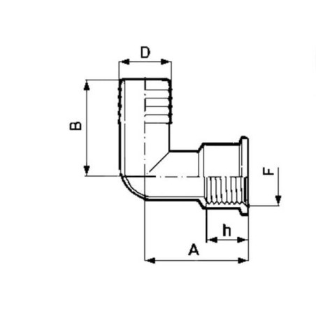 "Przyłącze węża 90° gwint wew. Arag, 22 mm 3/4"""