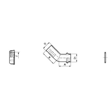 Przyłącze węża 45° pod nakrętke nasadową z pierścieniem uszczelniającym Arag, 40 mm