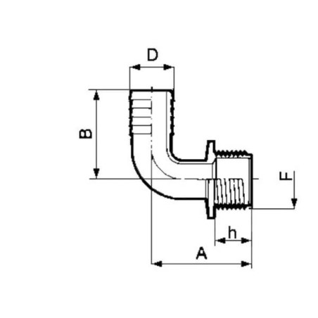 "Przyłącze węża 90° gwint zew. Arag, 16 mm 1/2"""