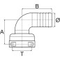 Przyłącze węża 90° T7 52 mm