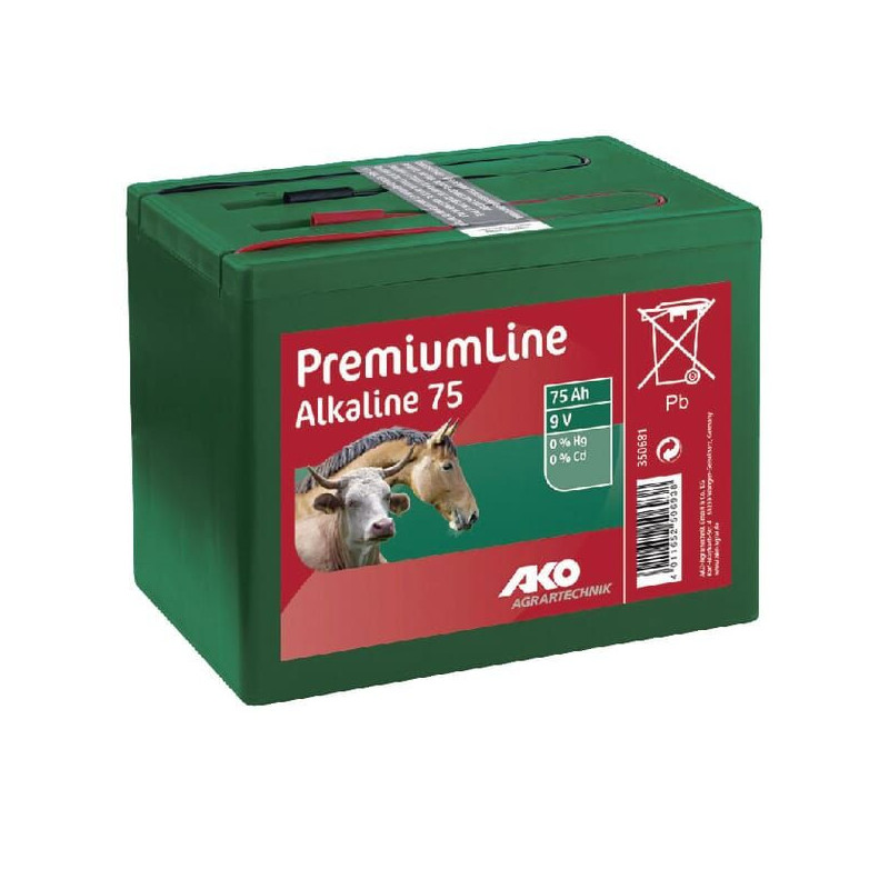 Bateria alkaliczna do elektryzatora 9V, 75Ah mała AKO