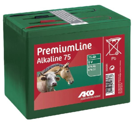 Bateria alkaliczna do elektryzatora 9V, 75Ah mała AKO