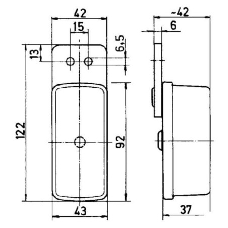 Lampa obrysowa prostokątna 12/24V czerwona/biała przykręcana 122x37x43 mm Jokon