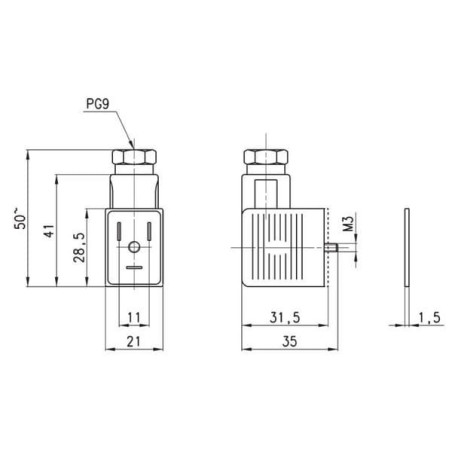 Wtyczka do elektrozaworu LED 230V Camozzi 122-703