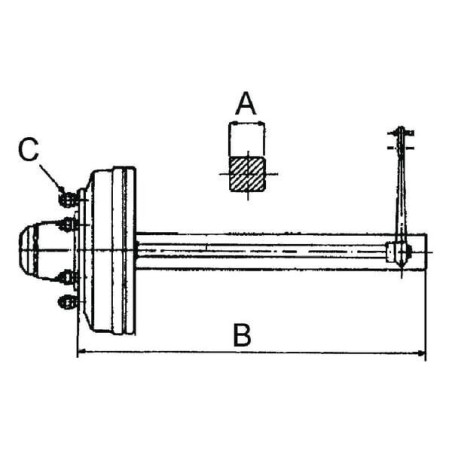 Półoś hamowna ADR, 300 x 90, L-400, piasta 160/205, M18 x 1,5