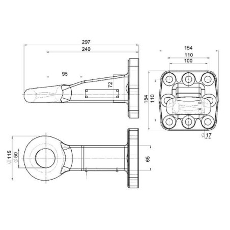 Zaczep oczkowy przykręcany na płytę, 190KN, Ø 50, 110 x 100, D50-C.B8.T45