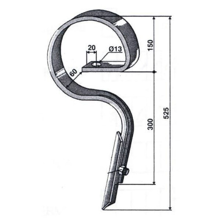 Ząb kultywatora, 32x12x525 mm z redliczką Jack-Pot