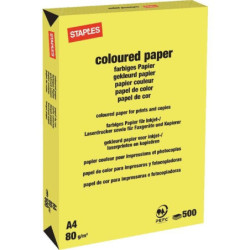 Papier format A4 Staples, żółty 500 szt.