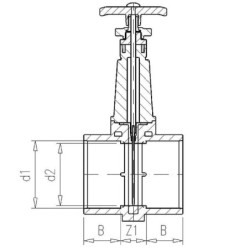 Zawór suwakowy odcinający PCW z mufą wklejaną Vdl, zasuwa odcinająca