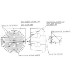 Lampa tylna zespolona, okrągła, Ø 132 mm prawa, 12/24V pomarańczowa/czerwona, przykręcana Waś