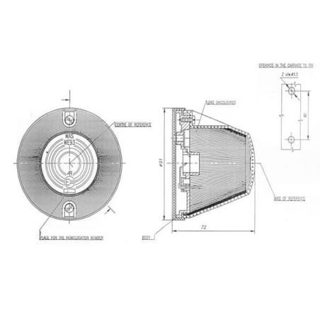 Lampa obrysowa okrągła, 12/24V przezroczysta/biała, przykręcana Waś