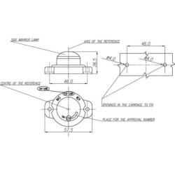 Lampa obrysowa LED, cytryna, 12/24V biała, przykręcana Waś