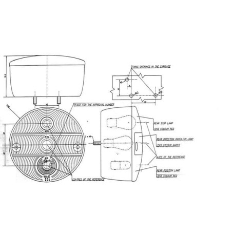 Lampa tylna zespolona, okrągła, Ø 142 mm prawa, 12/24V pomarańczowa/czerwona, przykręcana Waś