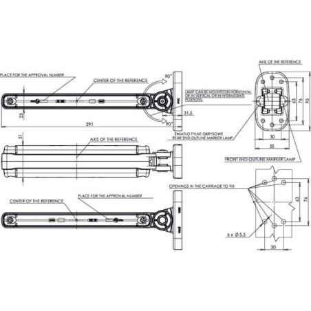 Lampa obrysowa LED, prostokątna, 12/24V pomarańczowa, przykręcana Waś