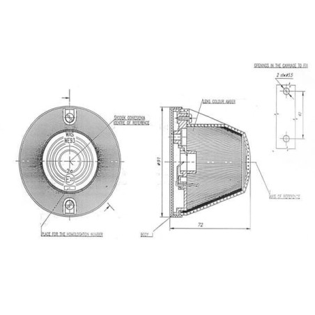 Lampa obrysowa okrągła, 12/24V pomarańczowa, przykręcana Waś