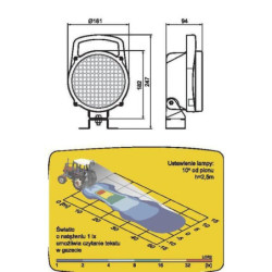 Lampa robocza, okrągła, 12/24V przezroczysta przykręcana Wesem