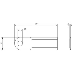 Nóż rozdrabniacza do słomy 175x50x3.5 mm Ø 25 mm