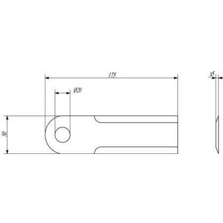 Nóż rozdrabniacza do słomy 175x50x3.5 mm Ø 25 mm