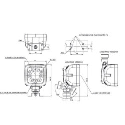 Lampa robocza LED, 1300 lm kwadratowa, 12/35V przezroczysta przykręcana 9 LED Waś