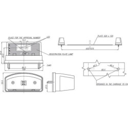 Lampa oświetlenia tablicy rejestracyjnej LED, prostokątna, przezroczysta 12/24V przykręcana Waś