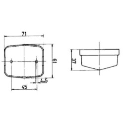 Lampa obrysowa kwadratowa 12/24V biała przykręcana 71x37x61 mm Jokon