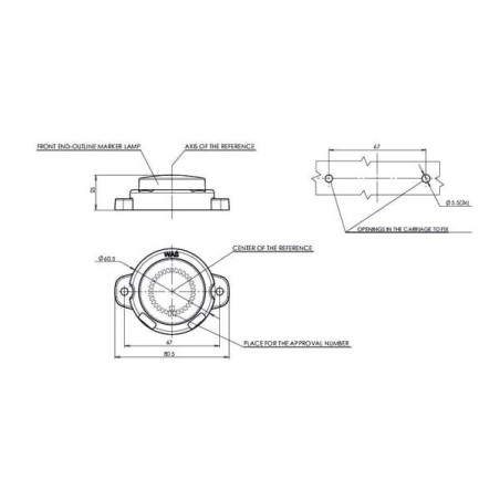 Lampa obrysowa LED, cytryna, 12/24V biała/przezroczysta, przykręcana Waś