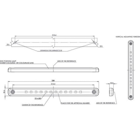 Lampa obrysowa LED, prostokątna, 12/24V pomarańczowa, przykręcana 12 LED Waś