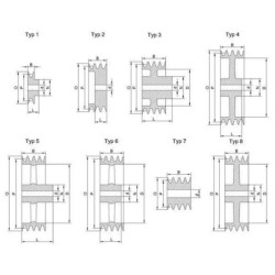 Koło pasowe klinowe B lub SPB 5 rowków średnica 167 mm Kramp