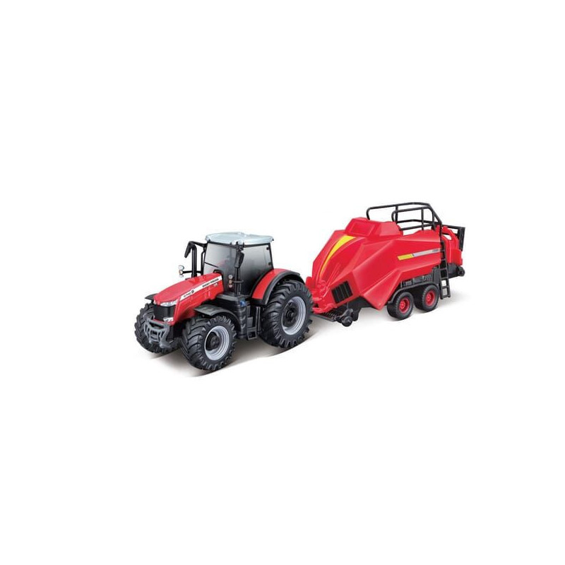 Ciągnik Massey Ferguson 8740S z prasą zwijającą