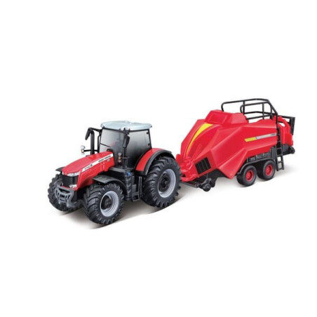 Ciągnik Massey Ferguson 8740S z prasą zwijającą