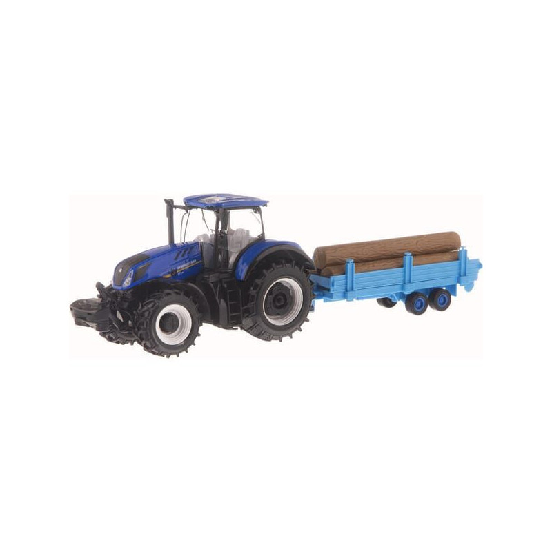 Ciągnik New Holland T7.315 z przyczepą na kłody