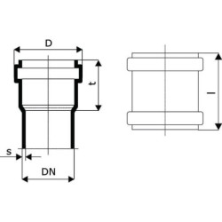 Złączka nasuwana PCW 125mm