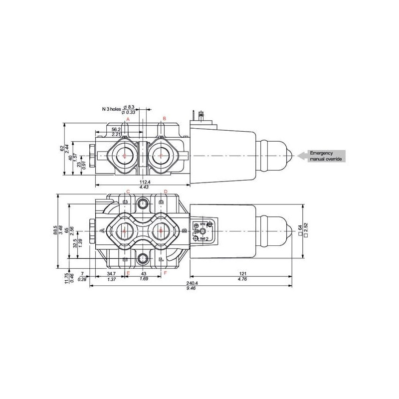 Zawór elektromagnetyczny 6/2 DFE106004 z przyłączem