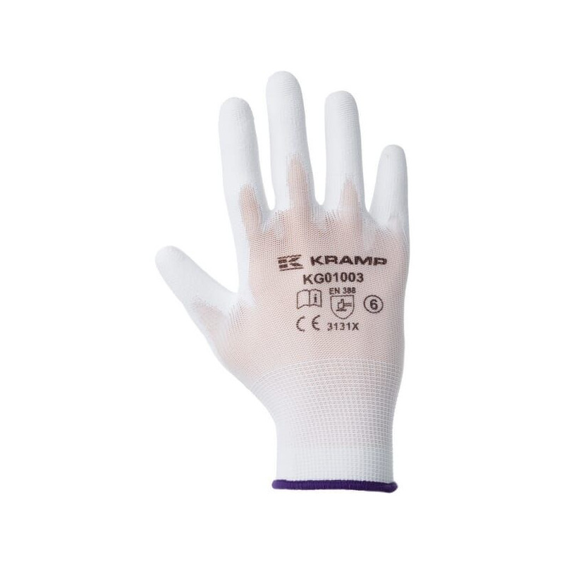 Rękawice robocze roz. 10/XL białe, 3-pak nylon/polyester L=26 cm Protect Kramp