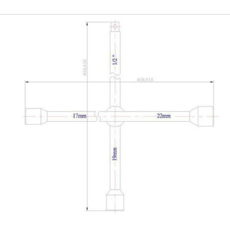 "Klucz krzyżakowy, 17x19x22x1/2"""