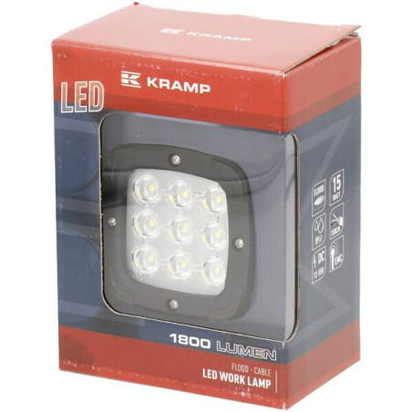 Lampa robocza LED, kwadratowa 15W 1800lm 12-55V światło rozproszone 9 LED Kramp