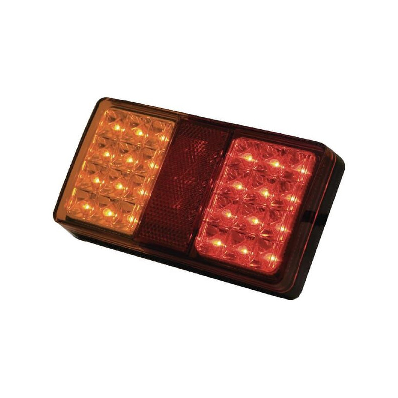 Lampa tylna zespolona LED, prostokątna, 12/24V czerwona/pomarańczowa, przykręcana 24 LED