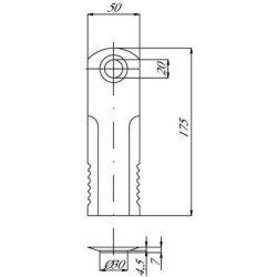 Nóż rozdrabniacza do słomy 175x50x4.5 mm Ø 20 mm