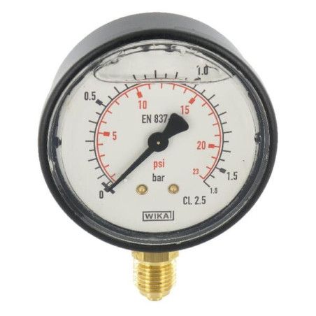 "Manometr glicerynowy, Ø 63 mm 0-1.6 bar, przyłącze dolne 1/4"""