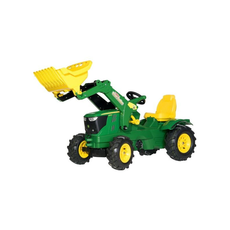 Traktor z napędem na pedały i ładowaczem John Deere 6210R z kołami pneumatycznymi wiek od 3 lat RollyFarmtrac Rolly Toys