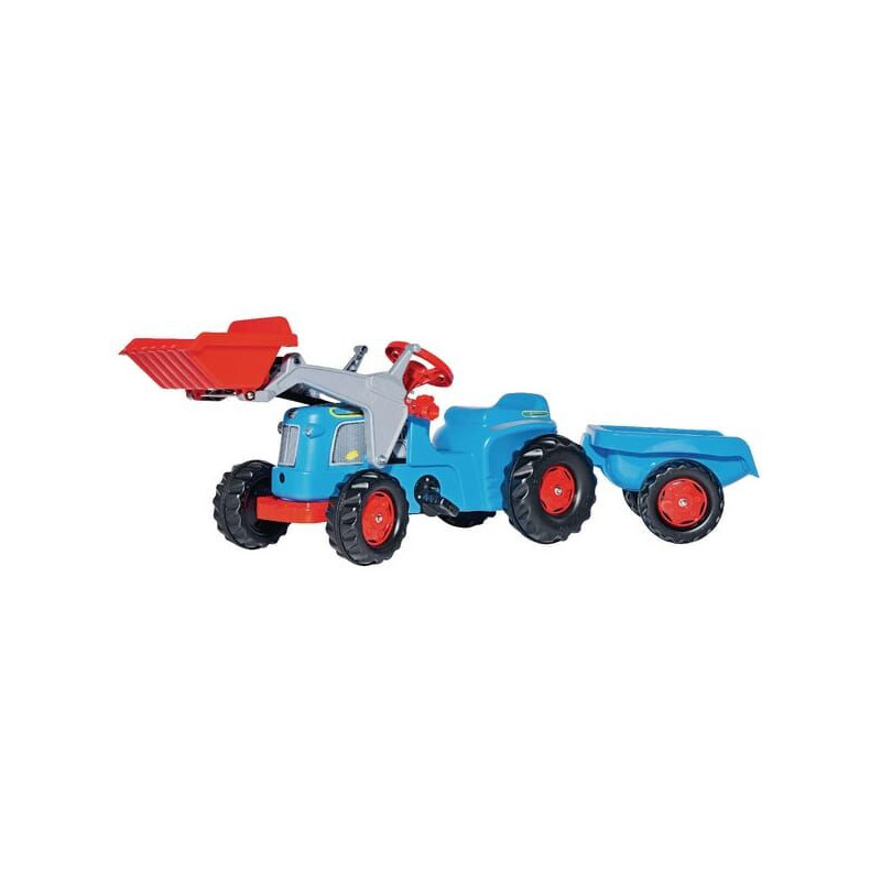 Traktor z napędem na pedały z ładowaczem i przyczepą Classic niebieski, wiek od 2.5 lat RollyKiddy Rolly Toys