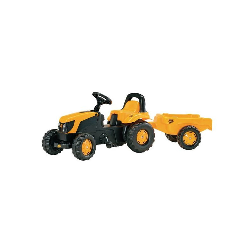 Traktor z JCB z napędem na pedały i przyczepką