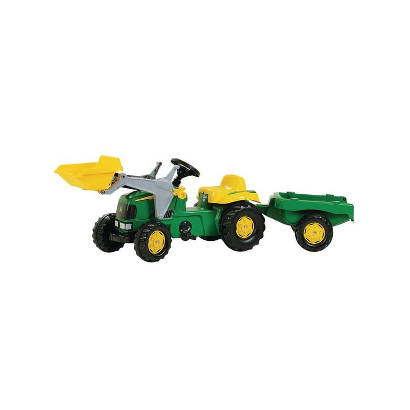 Traktor z napędem na pedały z ładowaczem i przyczepą John Deere, wiek 2.5 lat RollyKid Rolly Toys