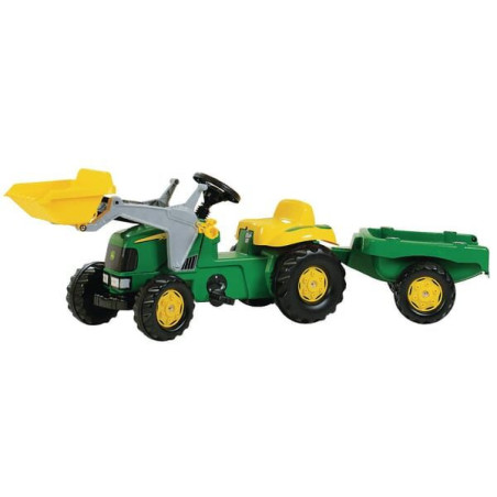 Traktor z napędem na pedały z ładowaczem i przyczepą John Deere, wiek 2.5 lat RollyKid Rolly Toys